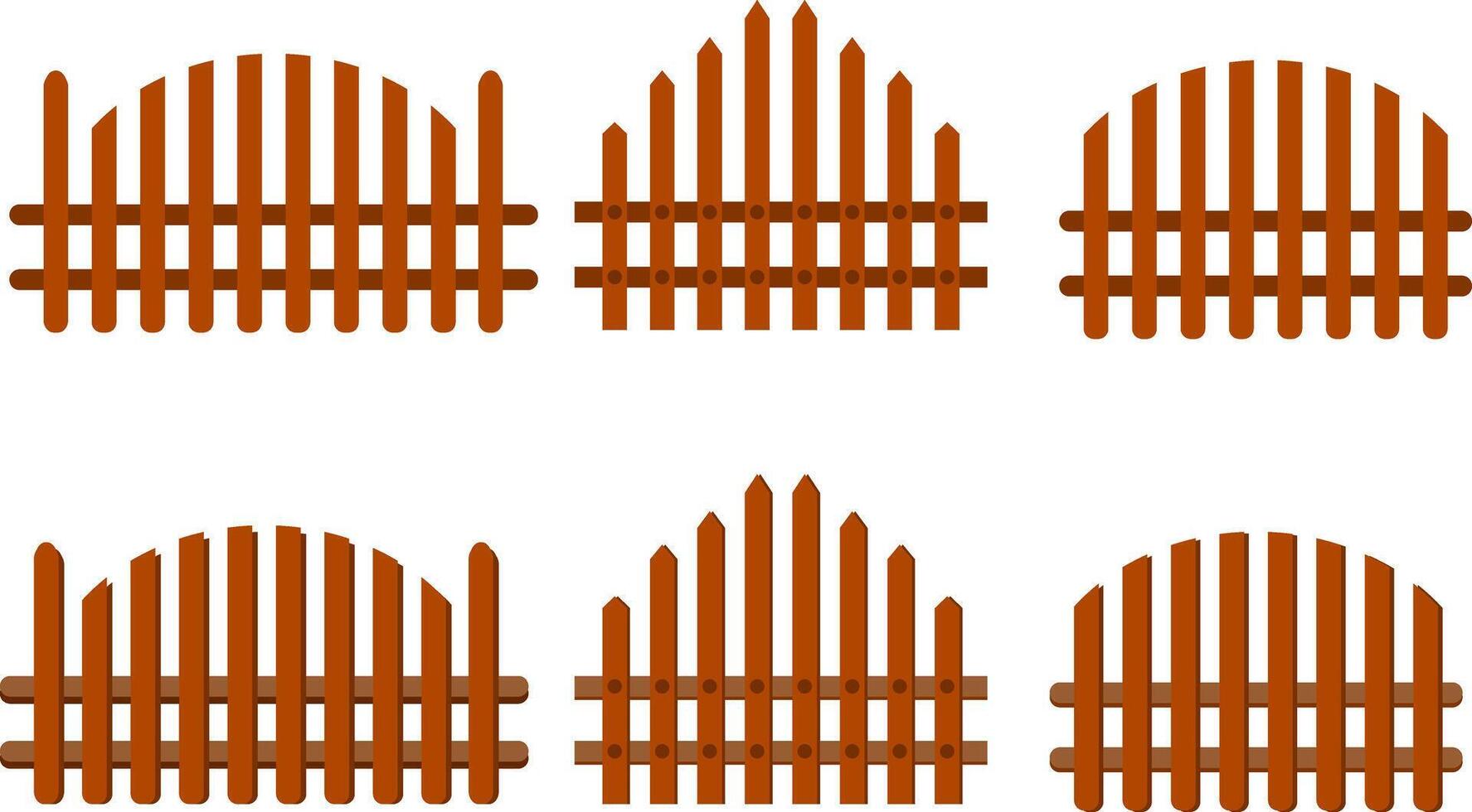 Wooden Fence icons set. Entrance Gate icons. garden wooden fence rurals. Decorative fences section vector