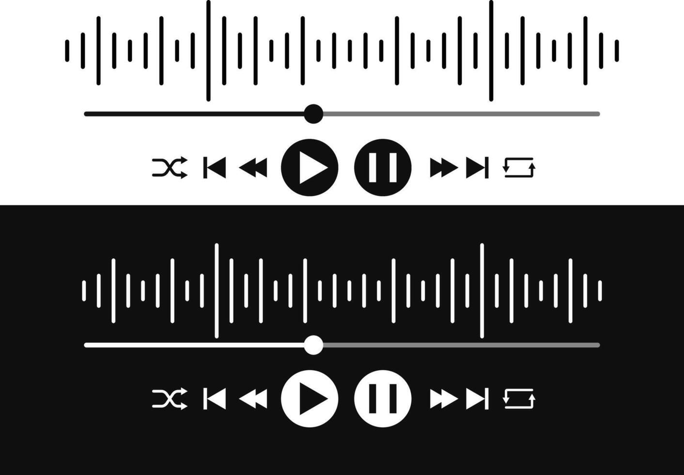Music play interface icon. voice record display. Podcast playlist. multimedia interface buttons. ideal for media players vector