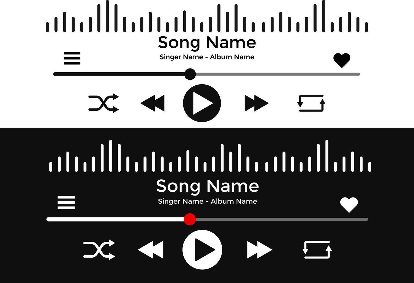multimedia interface buttons. voice record display. Podcast playlist. Media player icons. streaming frame internet vector