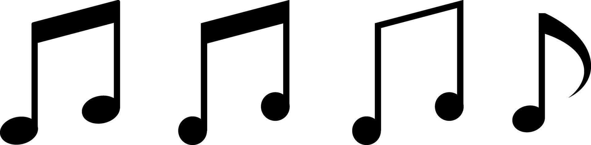 Music notes icon set. Musical key symbols. Audio Streaming Services. Player and melody, song and playlist. Treble clef and notes vector