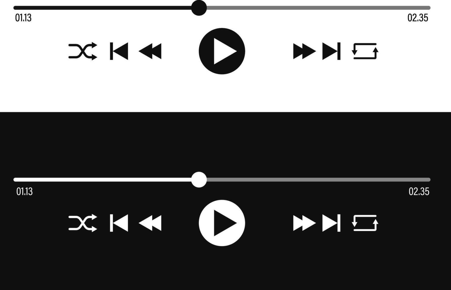 Music play interface icons. playback progress. Multimedia player template. Online broadcast. social media interface vector