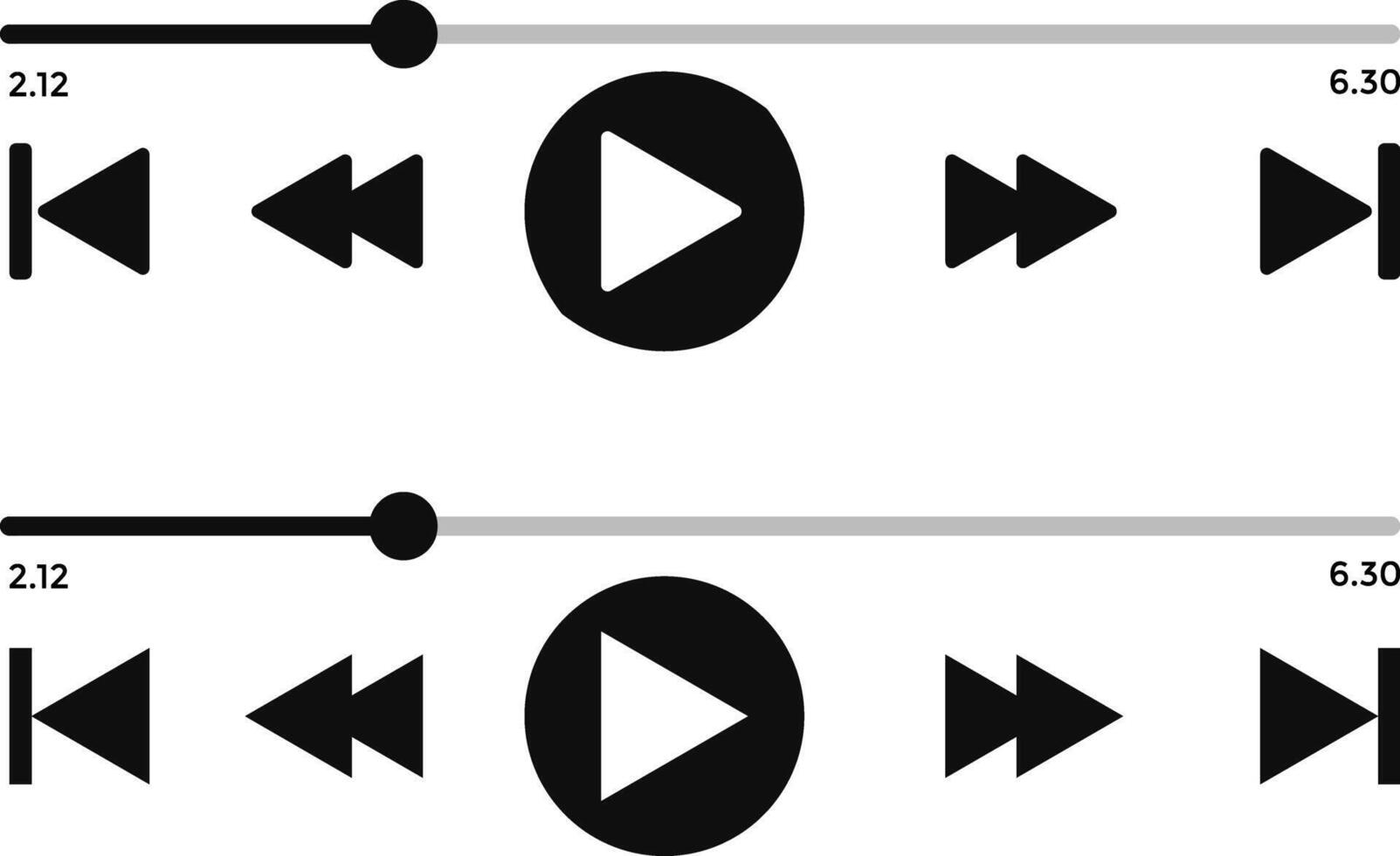 multimedia interface button. Media player icons. streaming frame on internet. voice record display. Podcast playlist vector