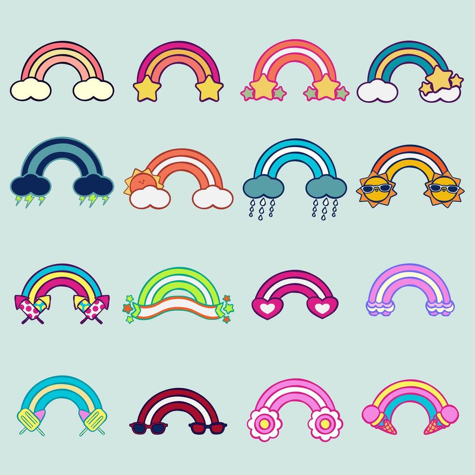 Colorful Rainbow design Playful whimsical Illustration vector