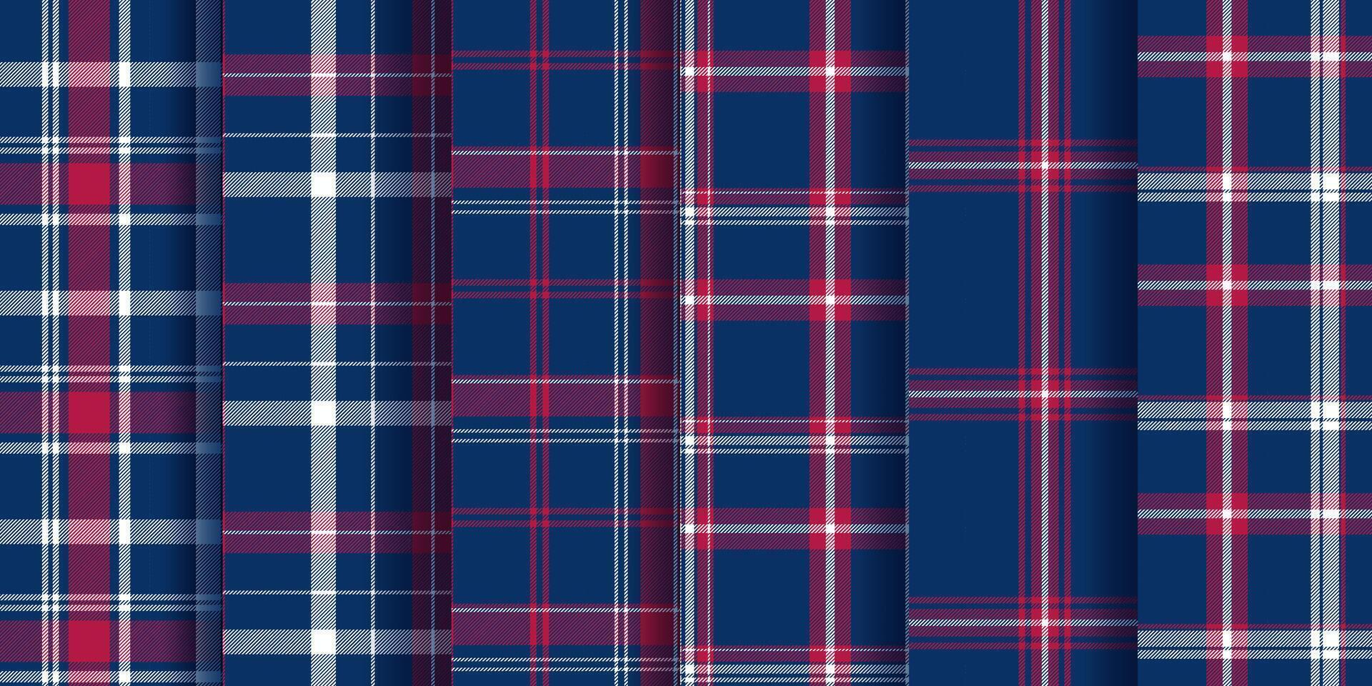 Pastel gingham patterns. Seamless plaid backgrounds for cozy themes, memory day crafts, or USA independence prints. vector