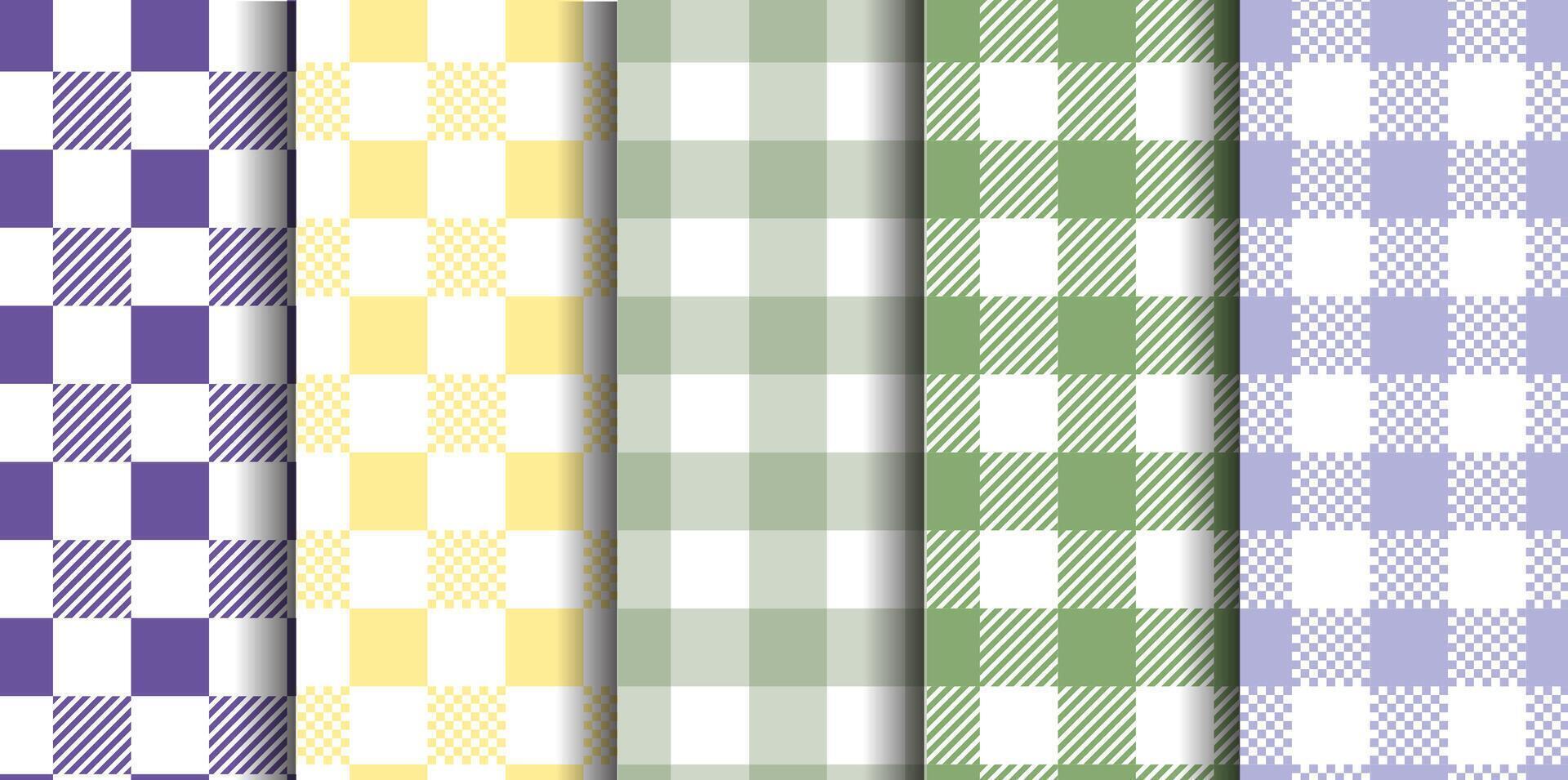 Gingham pattern set. Pastel colors, seamless design. Perfect for wallpaper, crafts, spring themes. vector
