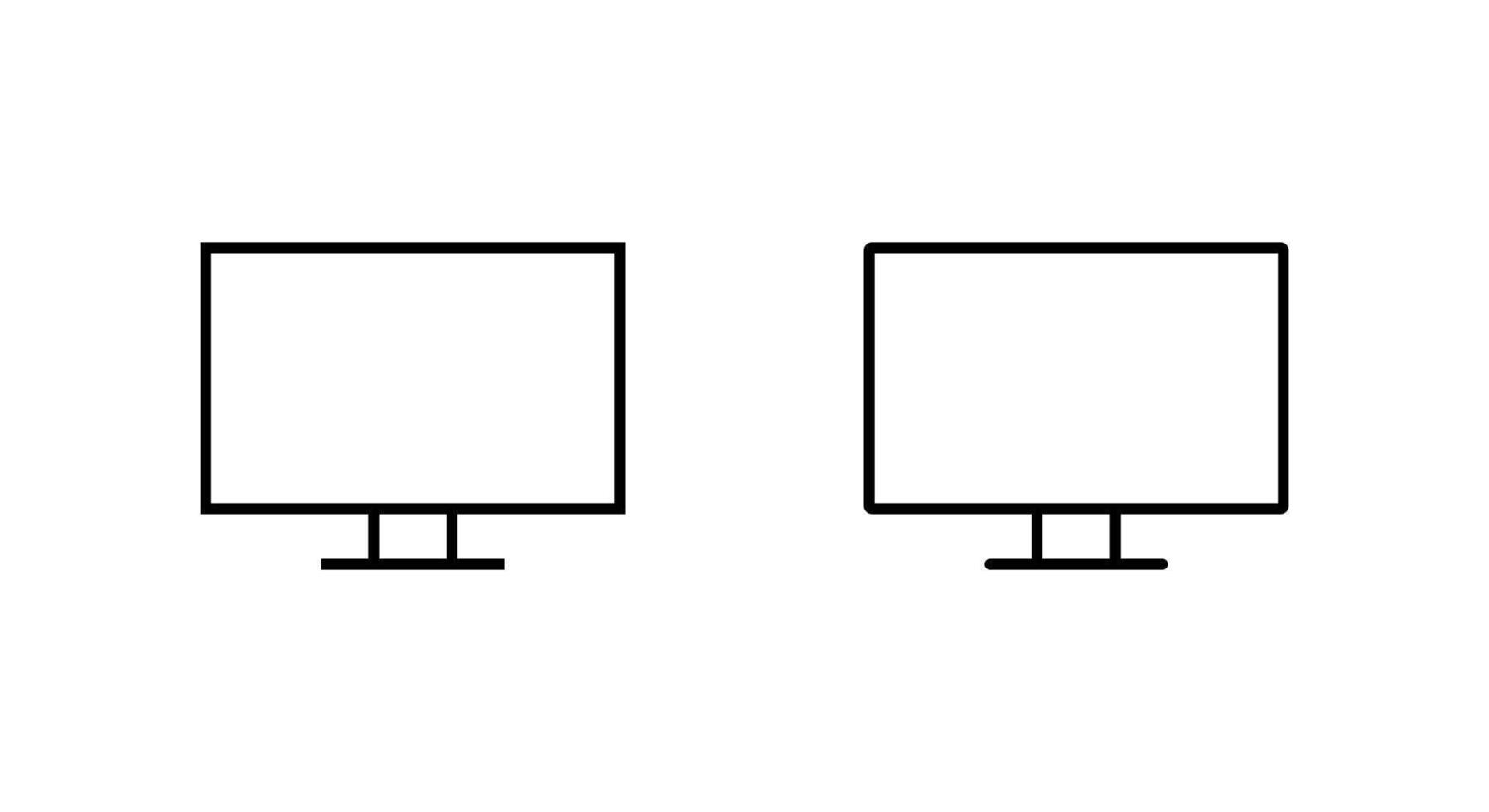 Computer monitor outline icon. Pc screen, desktop display sign symbol. Editable stroke vector