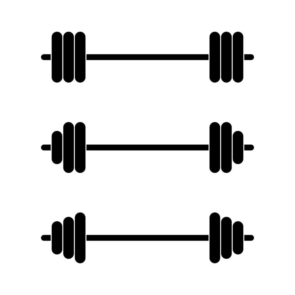 Gym barbell icon set. Fitness and workout sign symbols for apps and branding vector