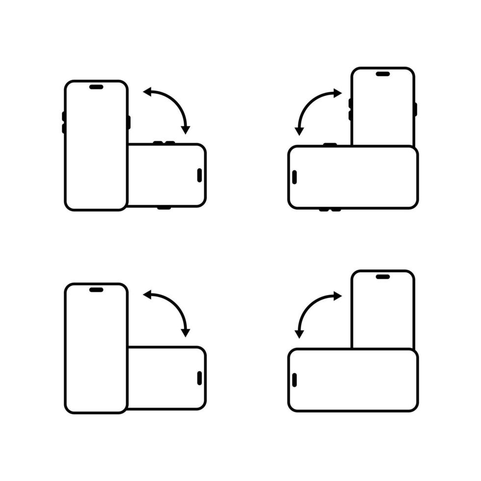 Rotate modern smartphone device icon set. Mobile phone rotation sign symbol vector