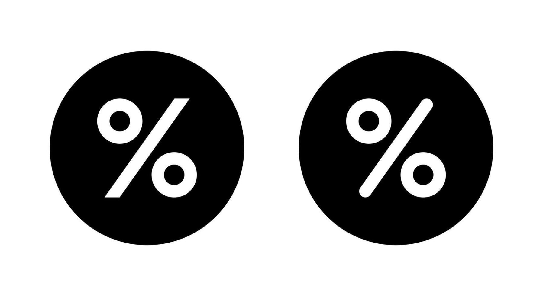 Percent, discount icon on black circle. Percentage sign symbol vector