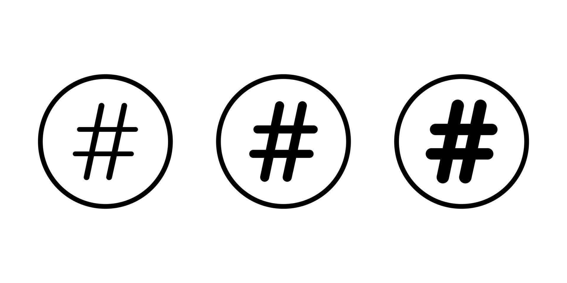 Hashtag icon on circle line. Social media keyword sign symbol vector