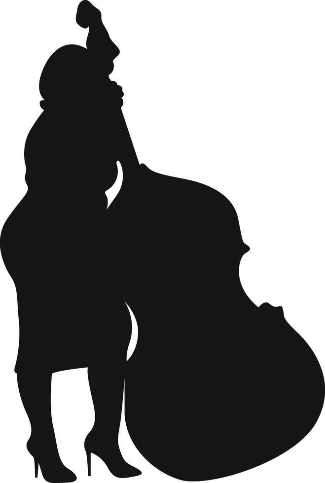 Woman Jazz Musician Playing Upright Bass vector