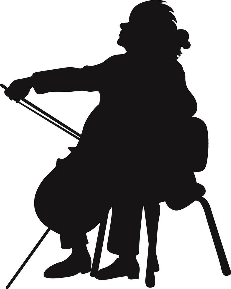Silhouette of Men Jazz Musician Playing Biola vector