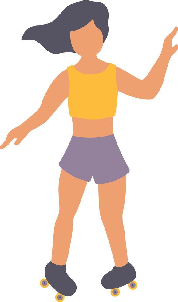 Roller Skating Girl Character in Flat Design vector