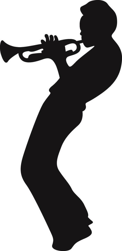 Silhouette of a Man Jazz Musician Playing Trumpet vector