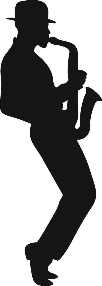 Silhouette of a Male Jazz Musician Playing Saxophone vector