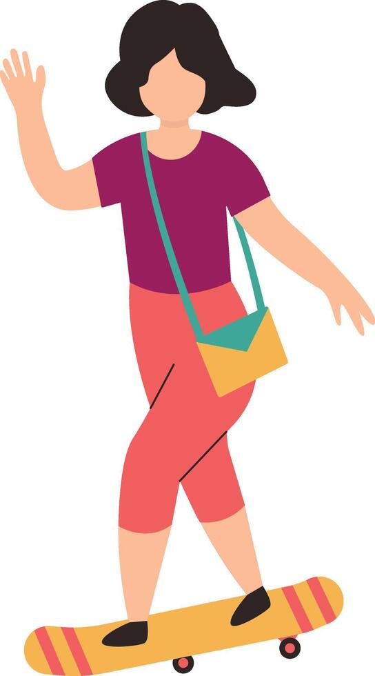 Woman Playing Skateboard vector