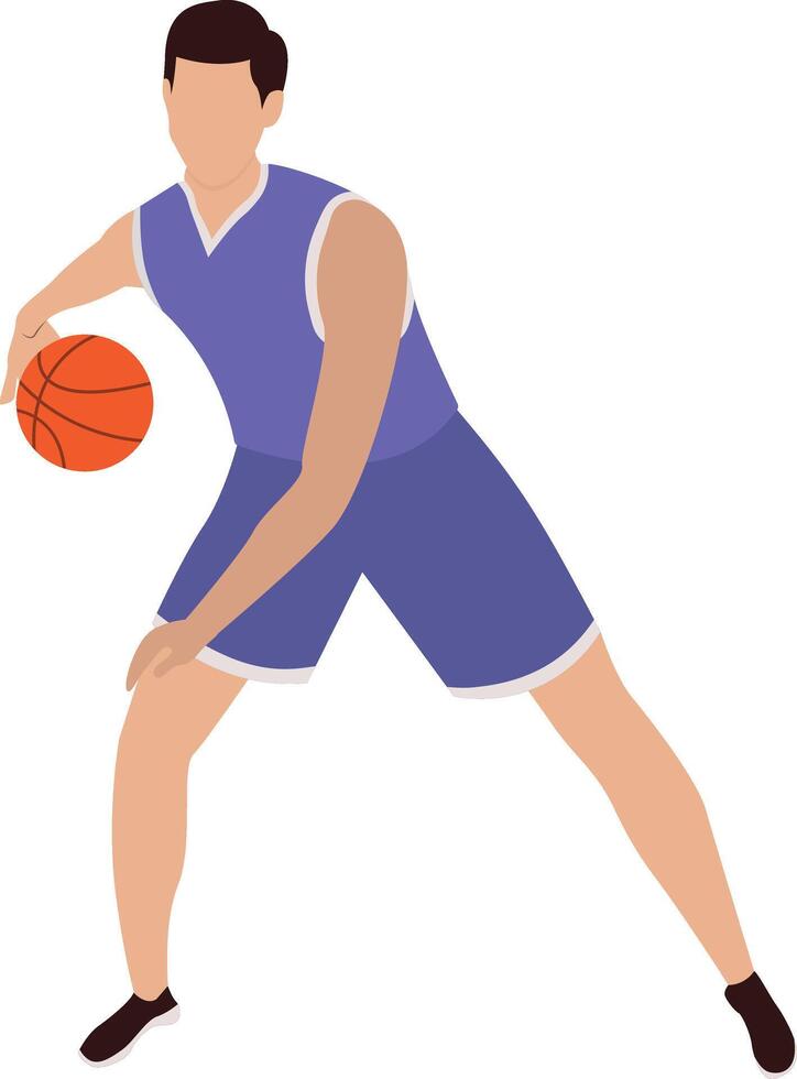 Basketball Athlete Illustration with Dribble Pose. vector