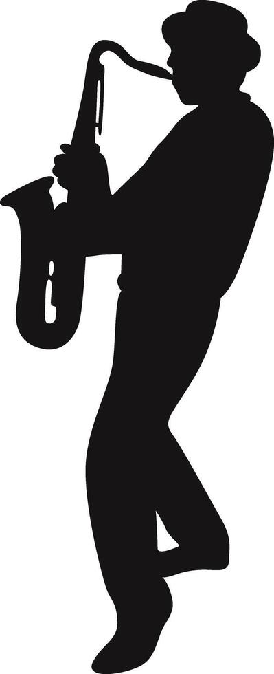Silhouette of Male Jazz Musician Playing Saxophone. vector
