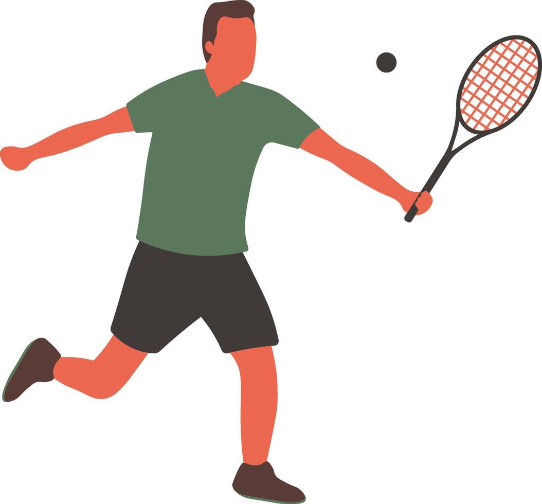 Tennis Player Illustration on White Background. vector