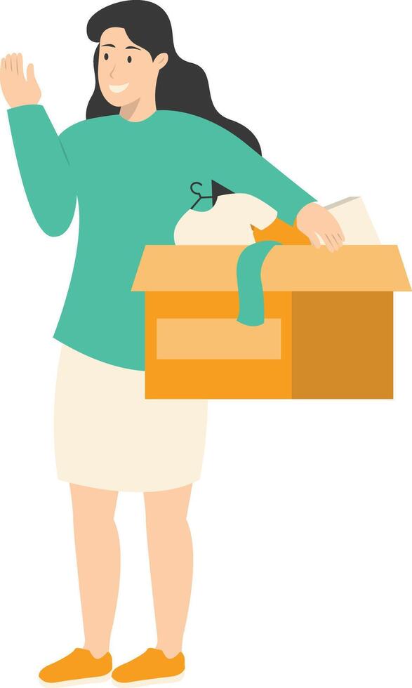 Woman Volunteers Character in Cartoon Design. vector