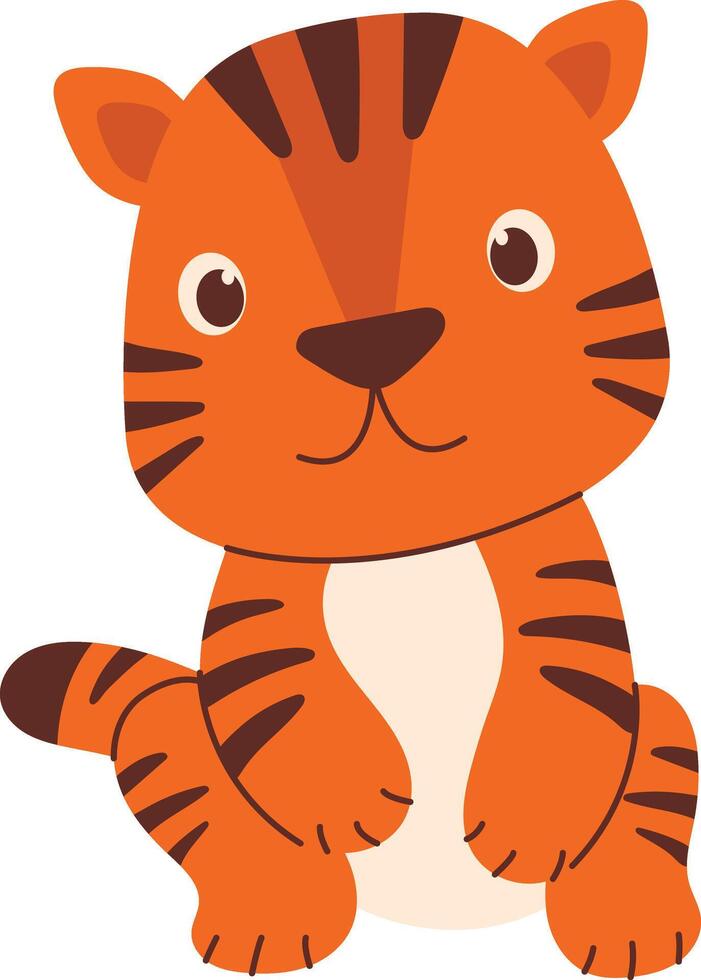 Little Cute Tiger Illustration with Flat Design vector