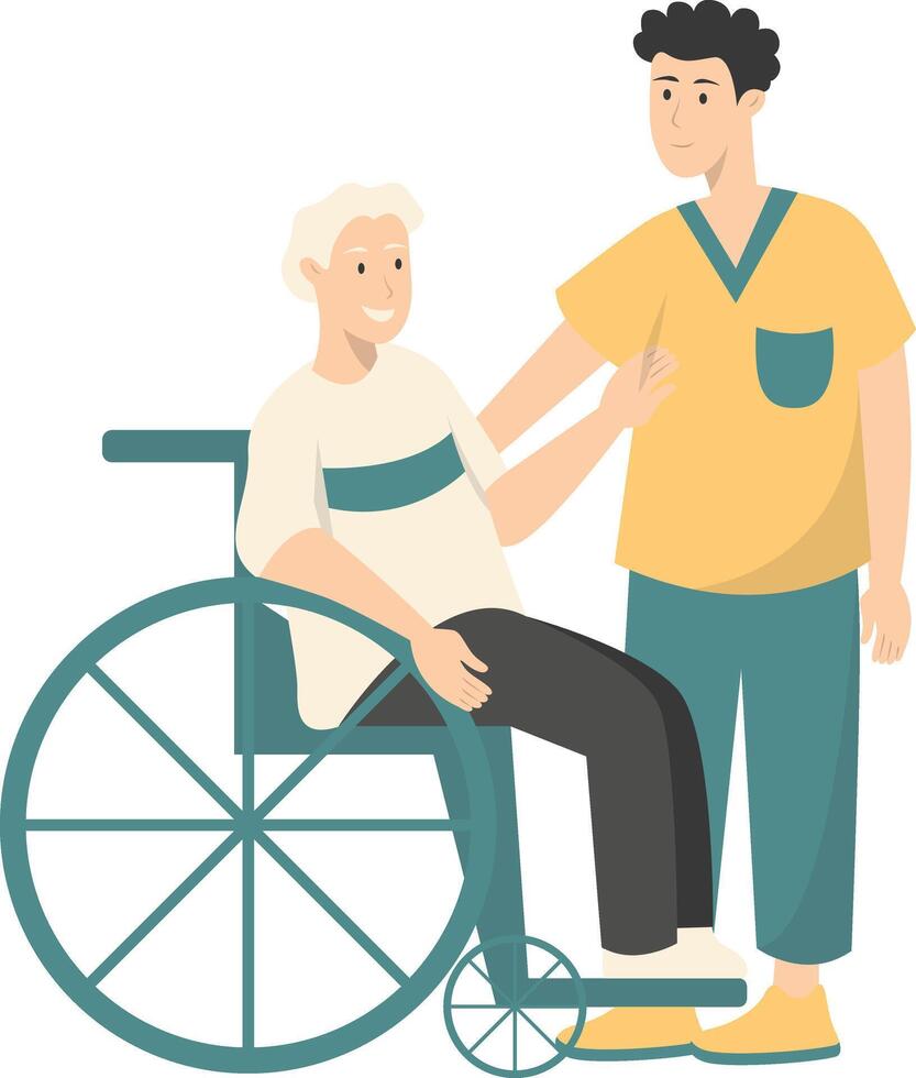 Volunteers Character with Old People. Illustration in Cartoon Shape vector