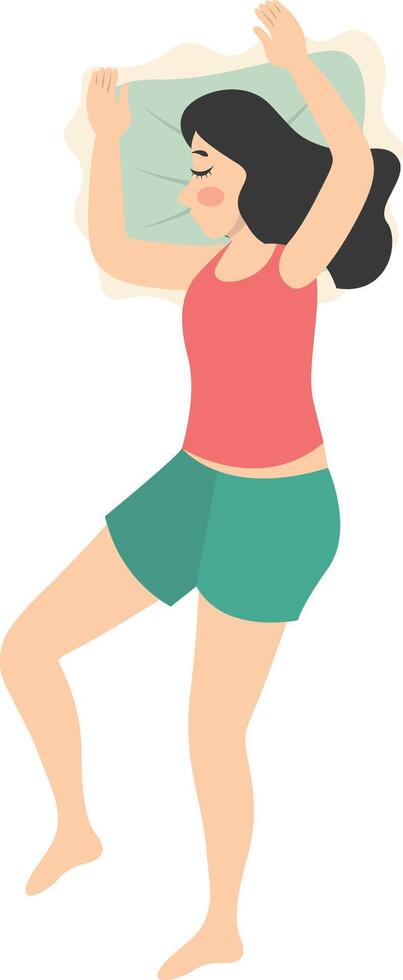 Woman Sleeping Position Illustration in Flat Cartoon Design vector
