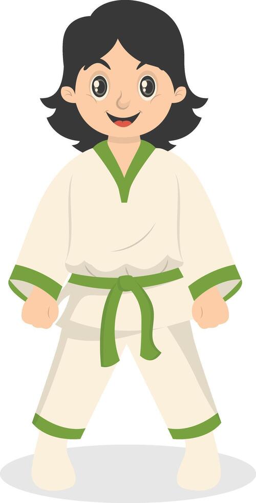 Taekwondo Girl Character with Cartoon Design vector
