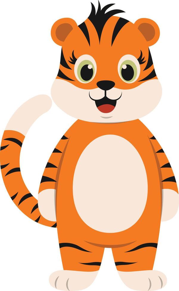 Cute Tiger Cartoon Character in Cartoon Design. vector