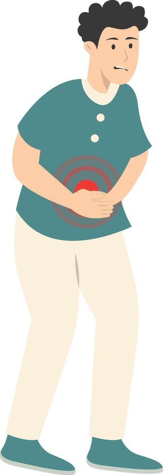 Guy Pain on Body Illustration. Character with Cartoon DesignMobile vector
