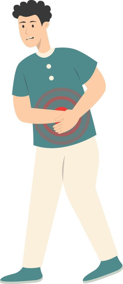 Guy Pain on Body Illustration, Character with Flat Design. vector