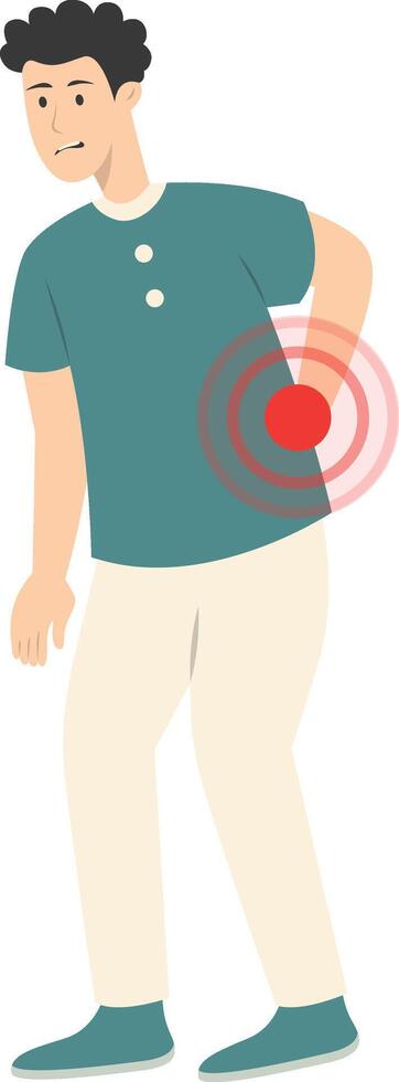 Guy Pain on Body Illustration. Character with Cartoon Design vector