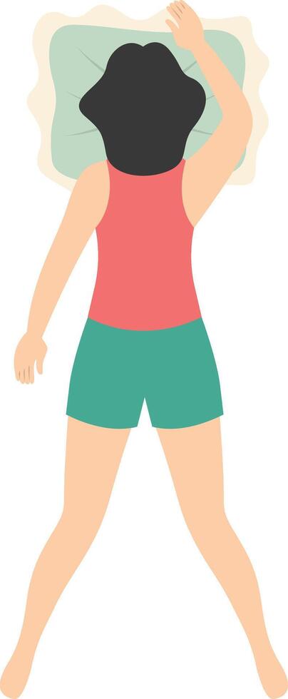 Woman Sleeping Position Illustration in Cartoon Design vector