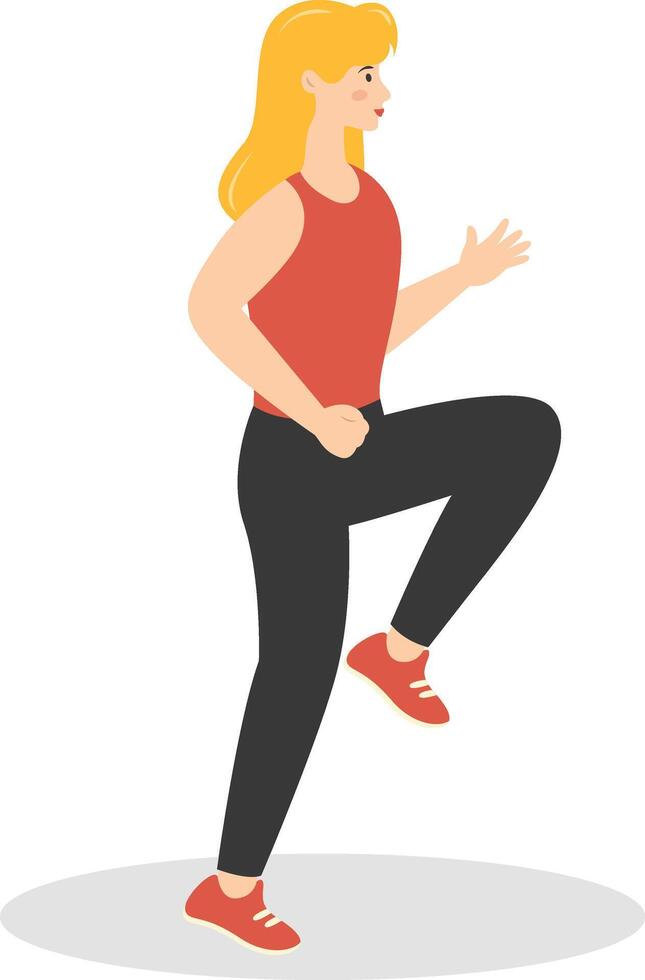 Young Woman Jogging Illustration on White Background vector
