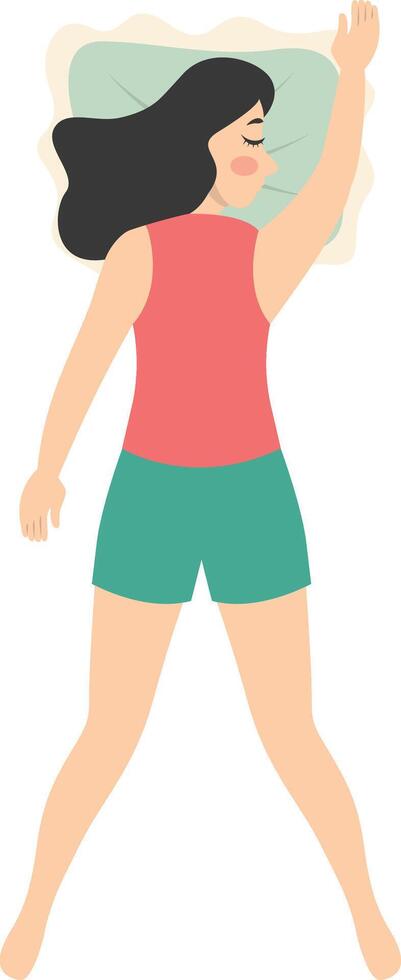 Woman Sleeping Position Illustration. Character in Cartoon Design vector