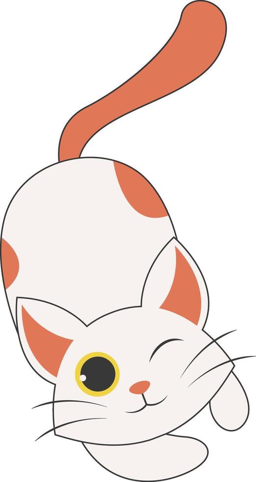 Cute Cat Cartoon Character on White Background. vector