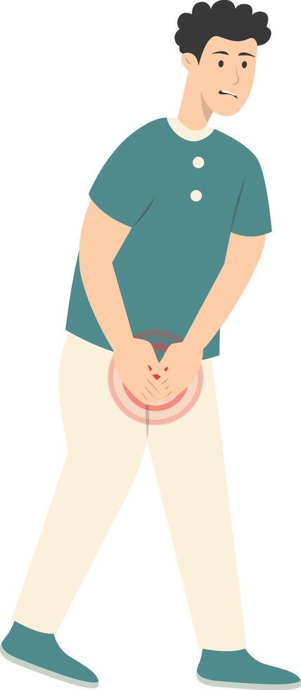 Guy Pain on Body Illustration, Isolated on White Background vector