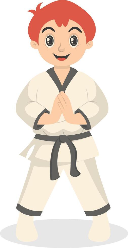 Boy Taekwondo Character on White Background vector