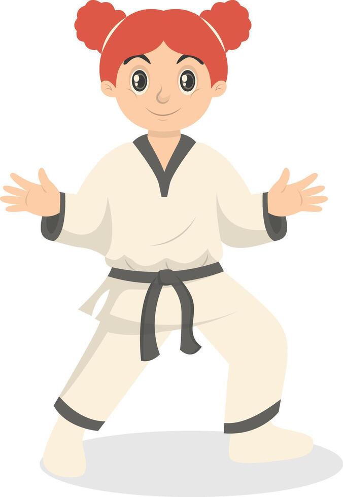 Taekwondo Girl Character with Cute Pose Design vector