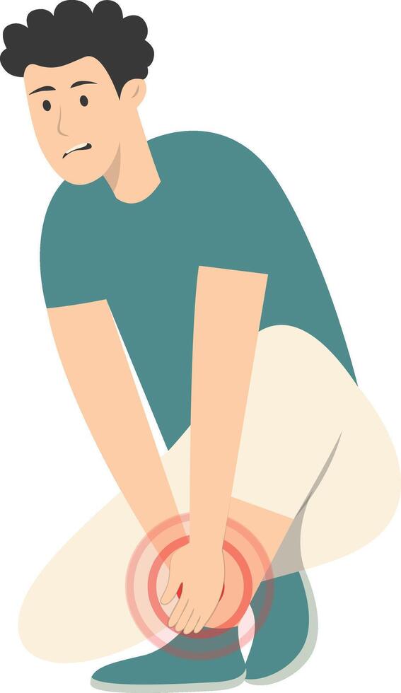 Guy Pain on Body Illustration, Character in Flat Design vector