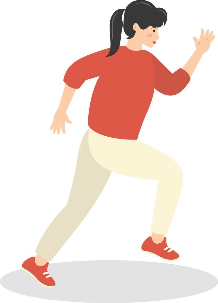 Young Woman Jogging Illustration Isolated on White Background. vector