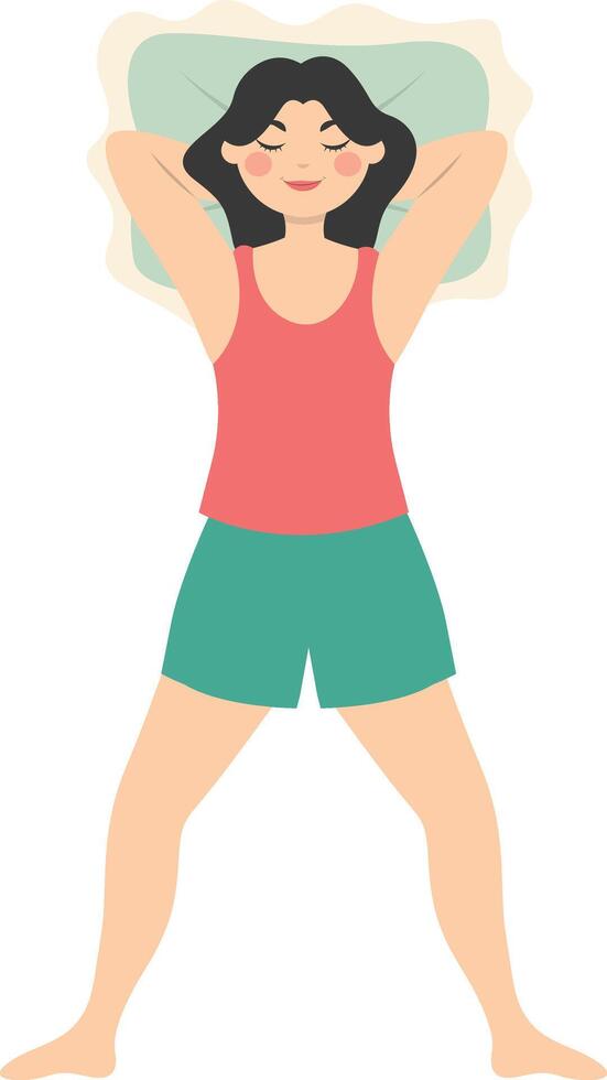 Woman Sleeping Position Illustration in Flat Design vector