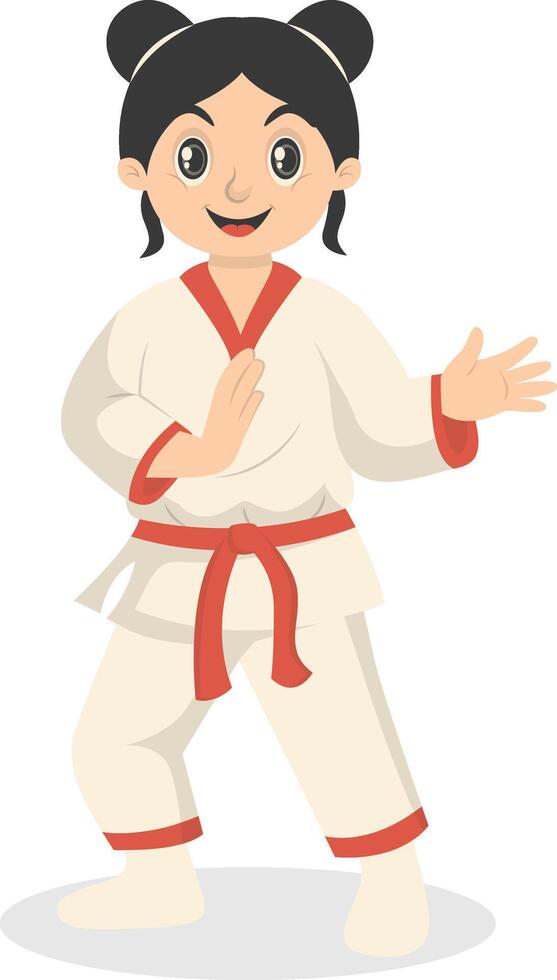 Taekwondo Girl Character in Cute Pose Design vector