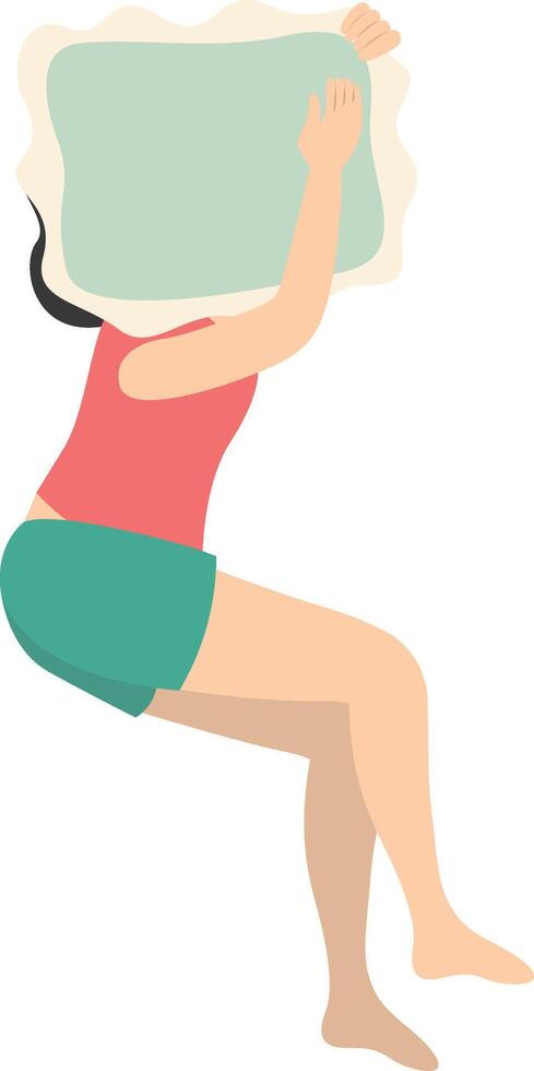 Woman Sleeping Position Illustration. Isolated on White Background. vector