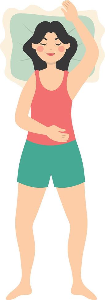 Woman Sleeping Position Illustration with Flat Design vector