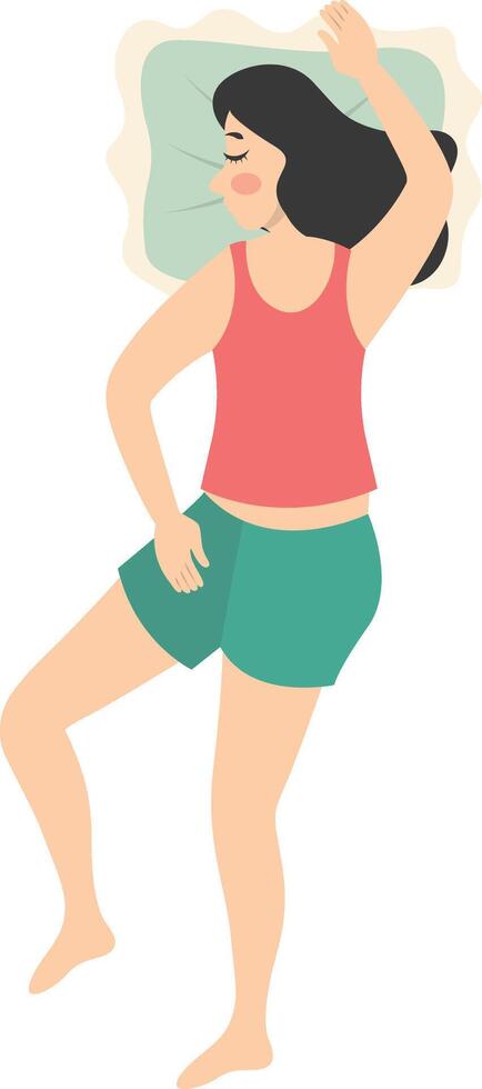 Woman Sleeping Position Illustration with Flat Cartoon Design vector