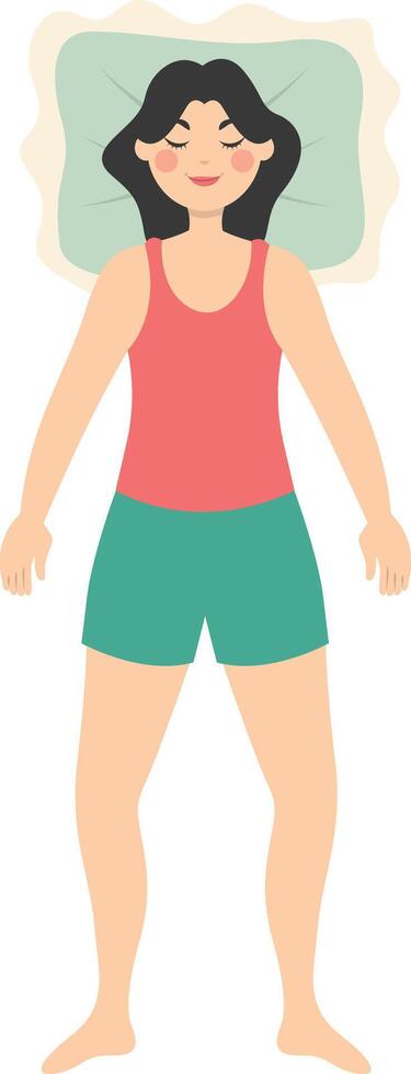 Woman Sleeping Position Illustration. Character in Cartoon Style vector