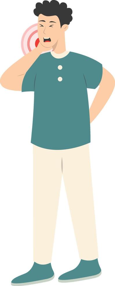 Guy Pain on Body Illustration. Character in Cartoon Design. vector