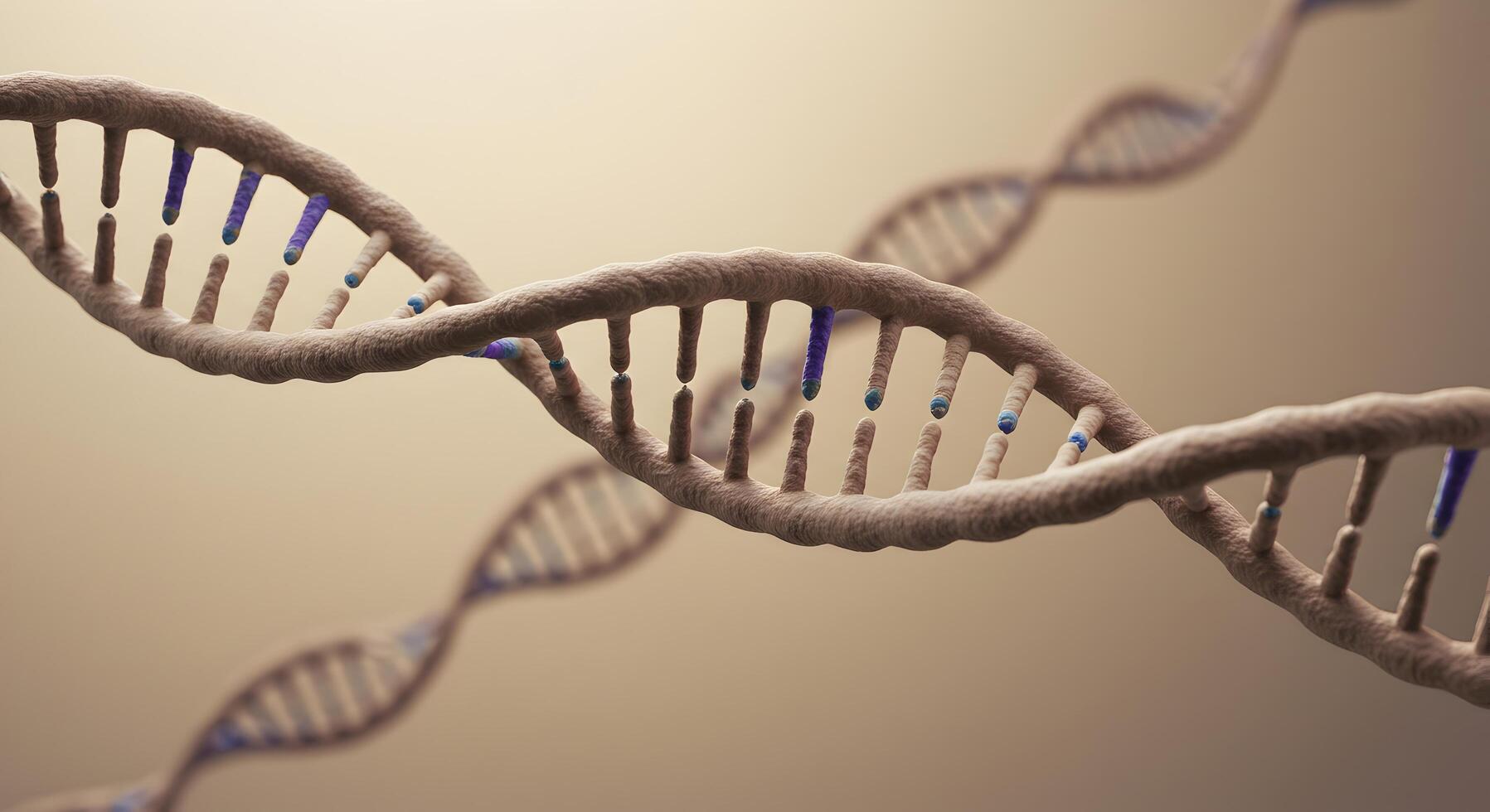 Conceptual image featuring a magnified double helix strand of deoxyribonucleic acid photo