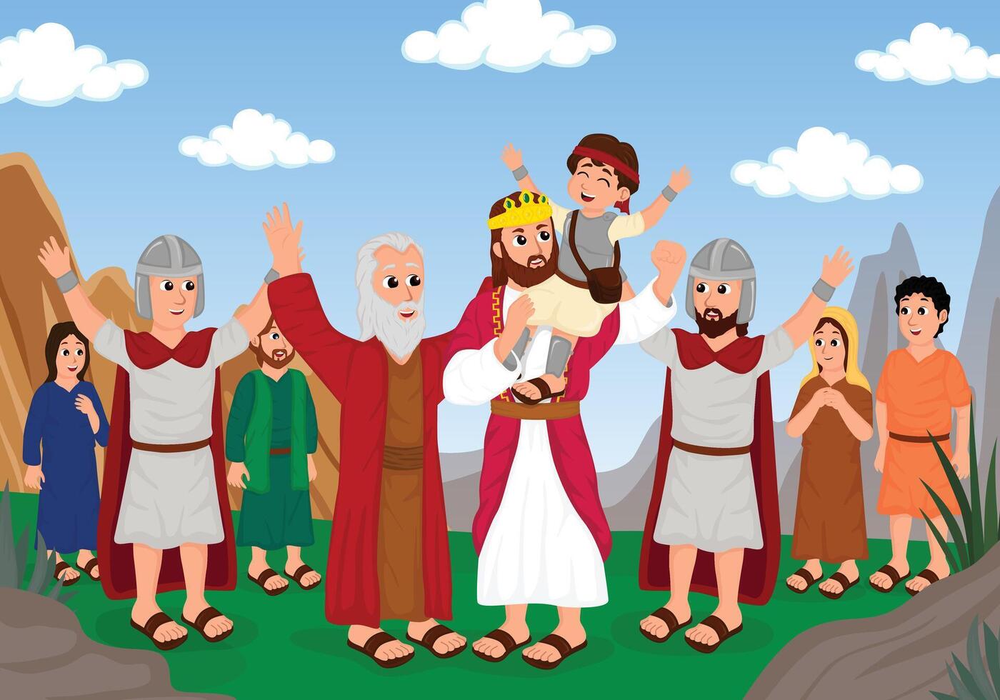 celebration of david's victory over goliath vector